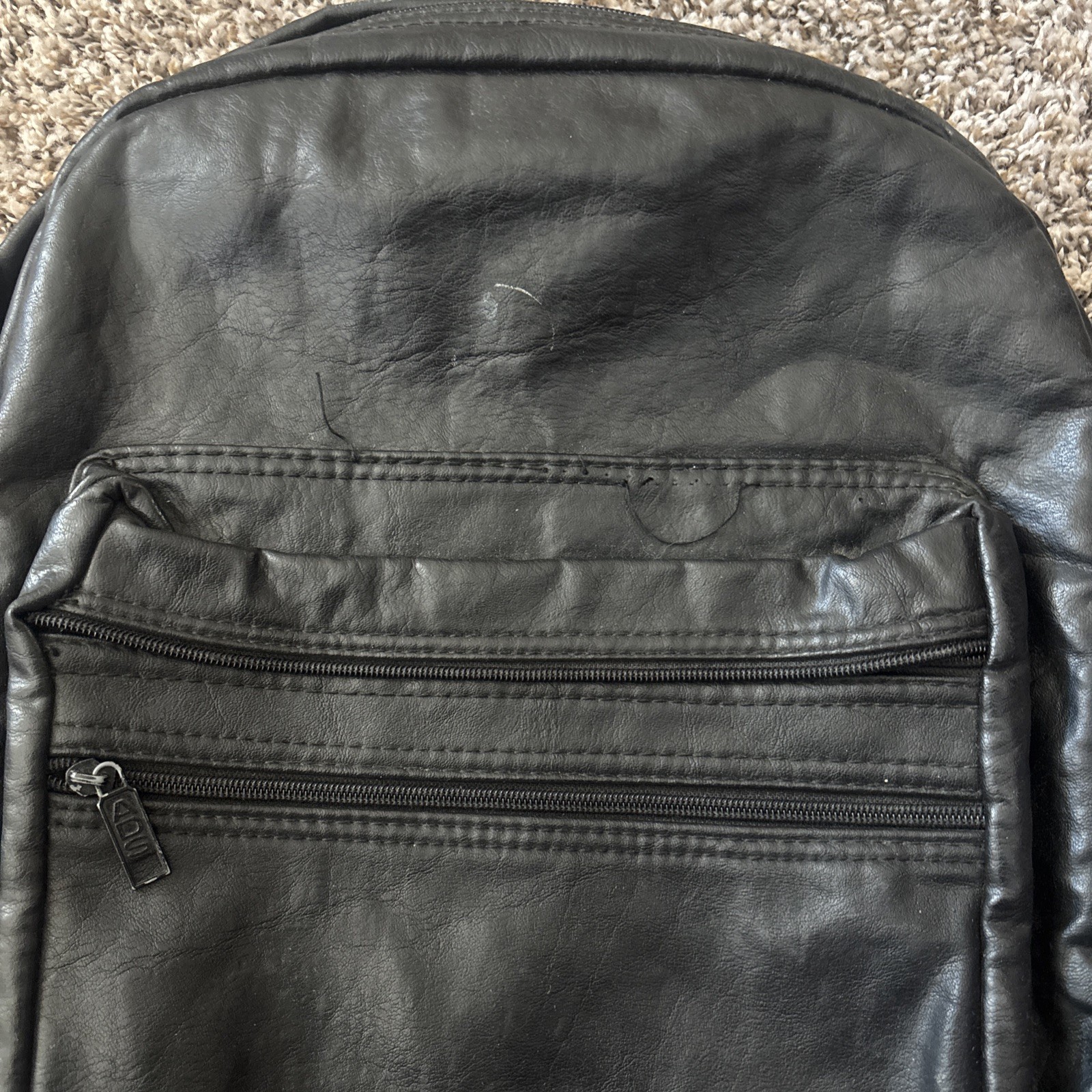 Vintage Flight Pax Black Leather Backpack 80s 90s Travel Motorcycle Retro USED