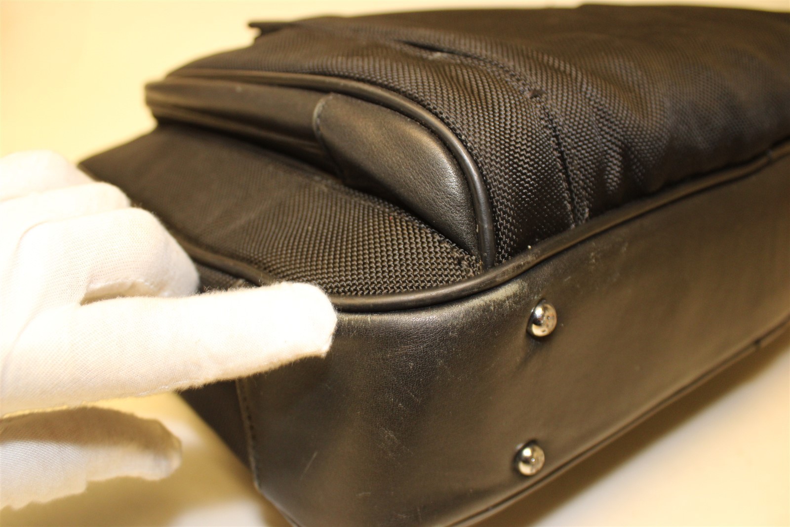 Tumi x Supermicro Alpha Ballistic Black Canvas Leather Travel Messenger Bag