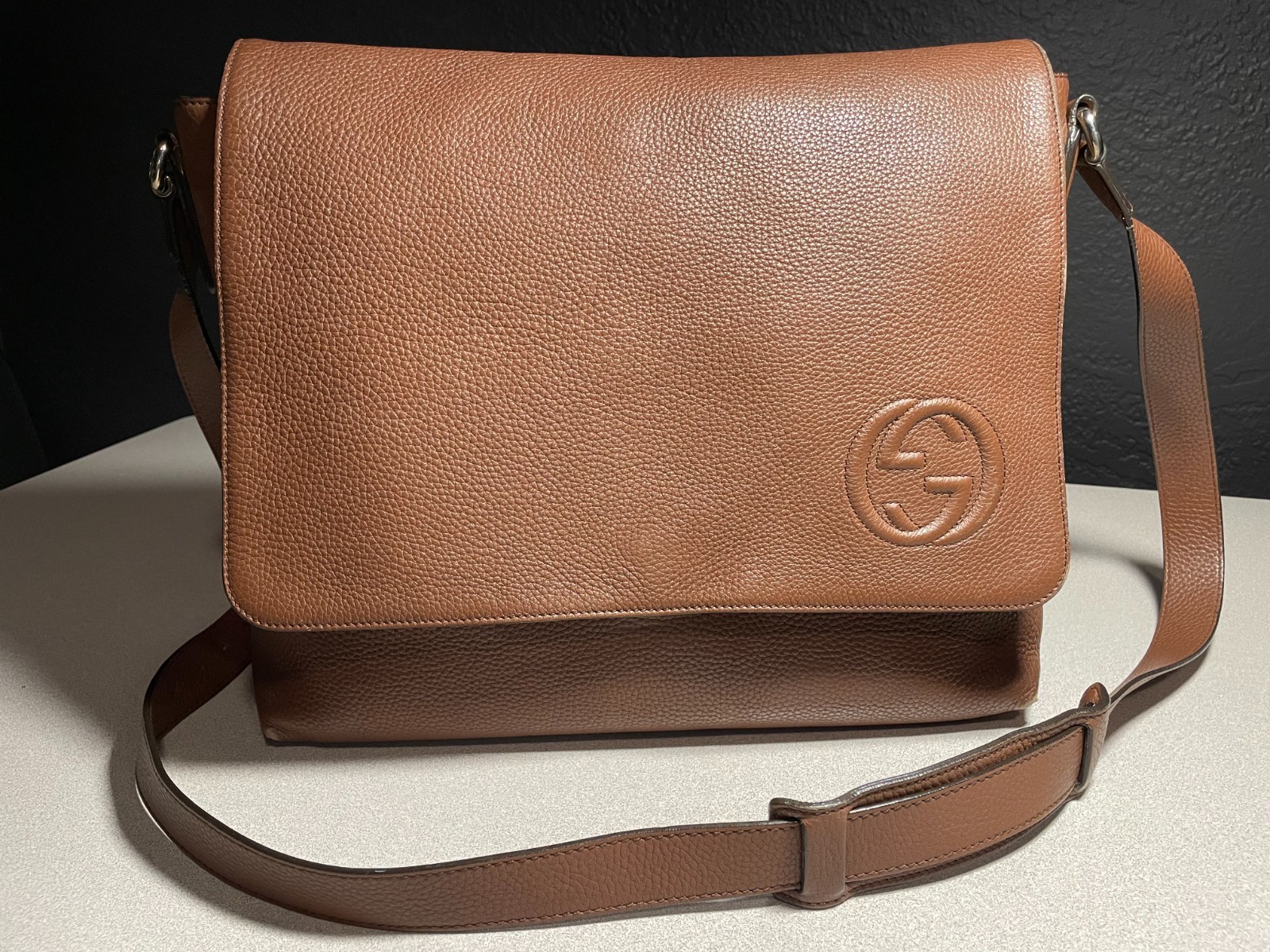 gucci soho messenger bag large brown leather