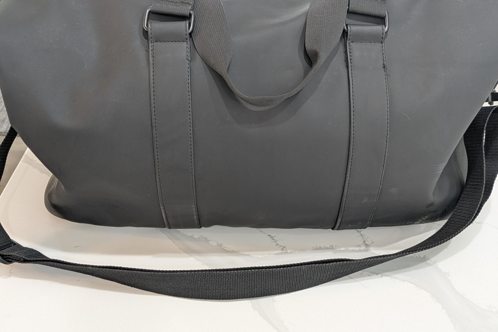 Duchamp London Rubberized Duffle Bag USB Cable Access in Black