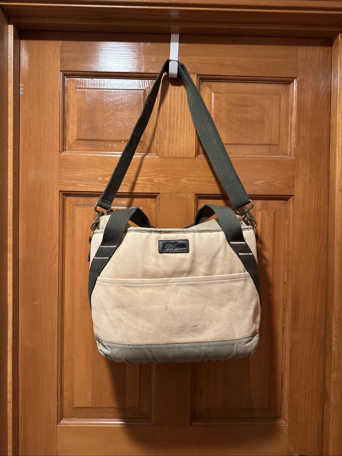 LL Bean Insulated Waxed Canvas Cooler Tote Beach Camp Bag Khaki Green