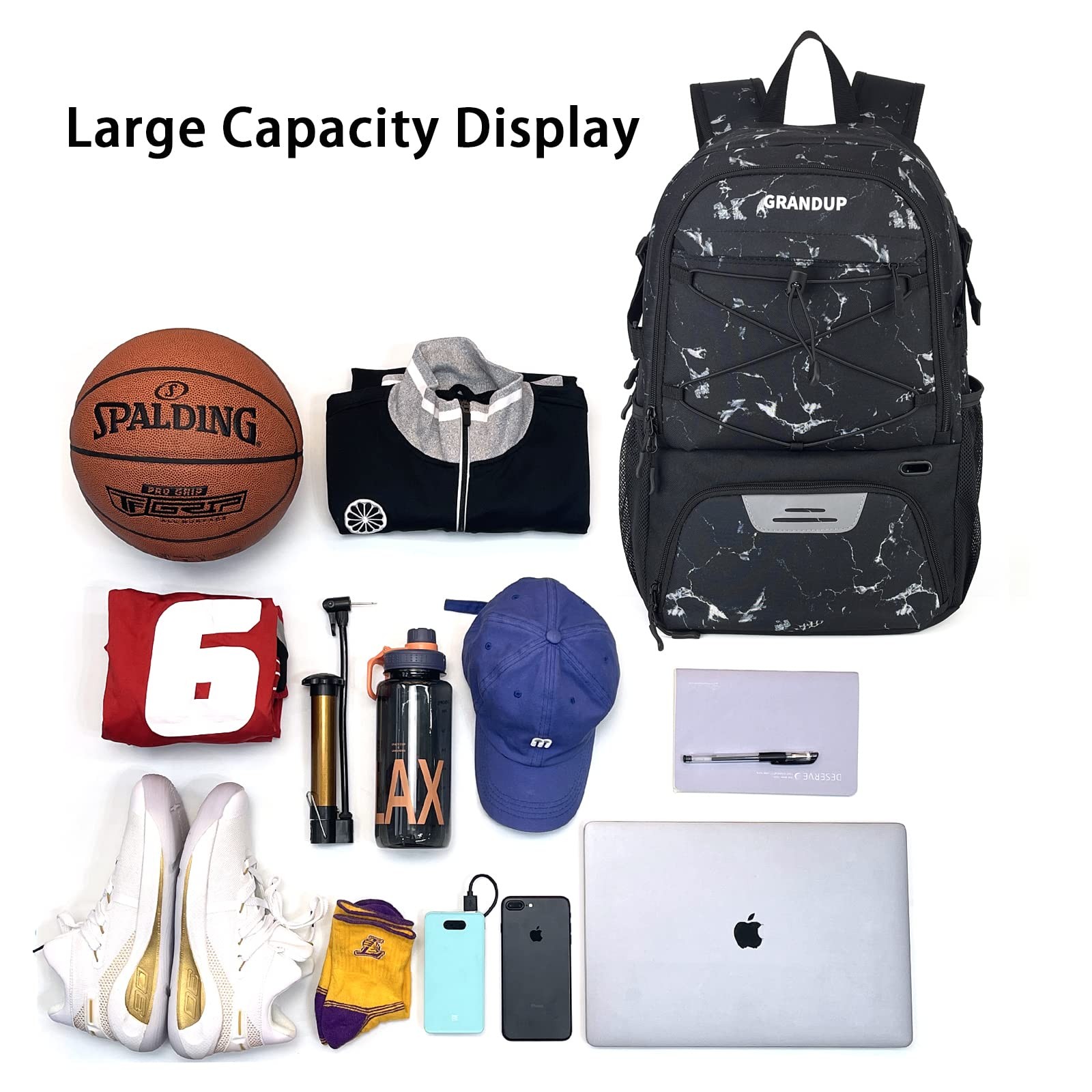 Basketball backpack with ball and shoes compartment Fit Volleyball, soccer, S…