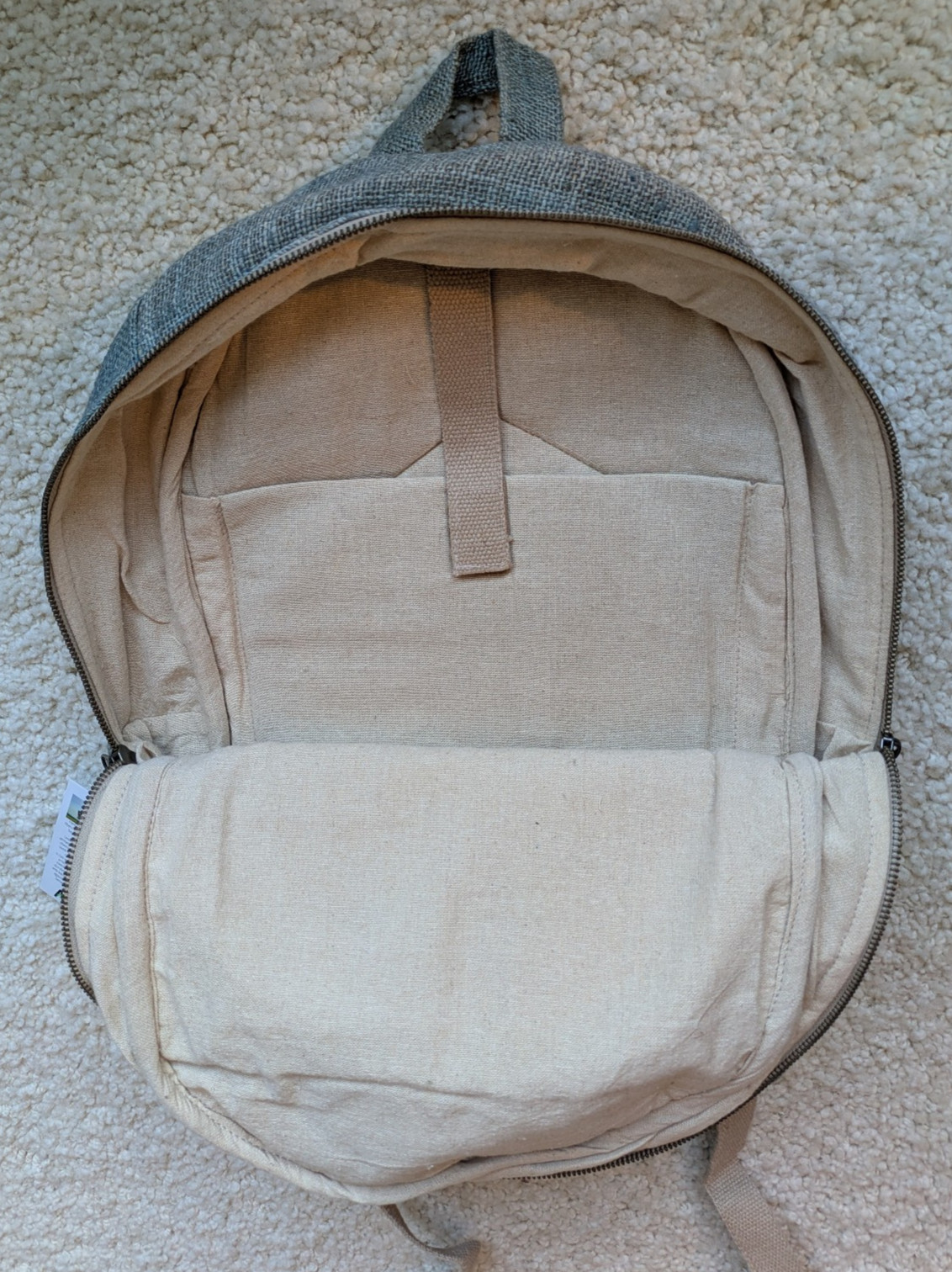 Asatre Hemp Backpack NWT Laptop/Tablet Pocket Bag Light Blue Cotton