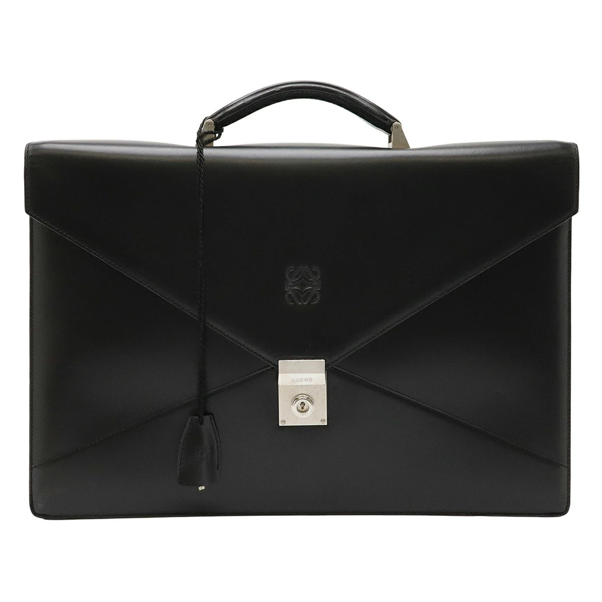 Loewe Briefcase Document Business Bag Leather Black 30x42x7.5cm