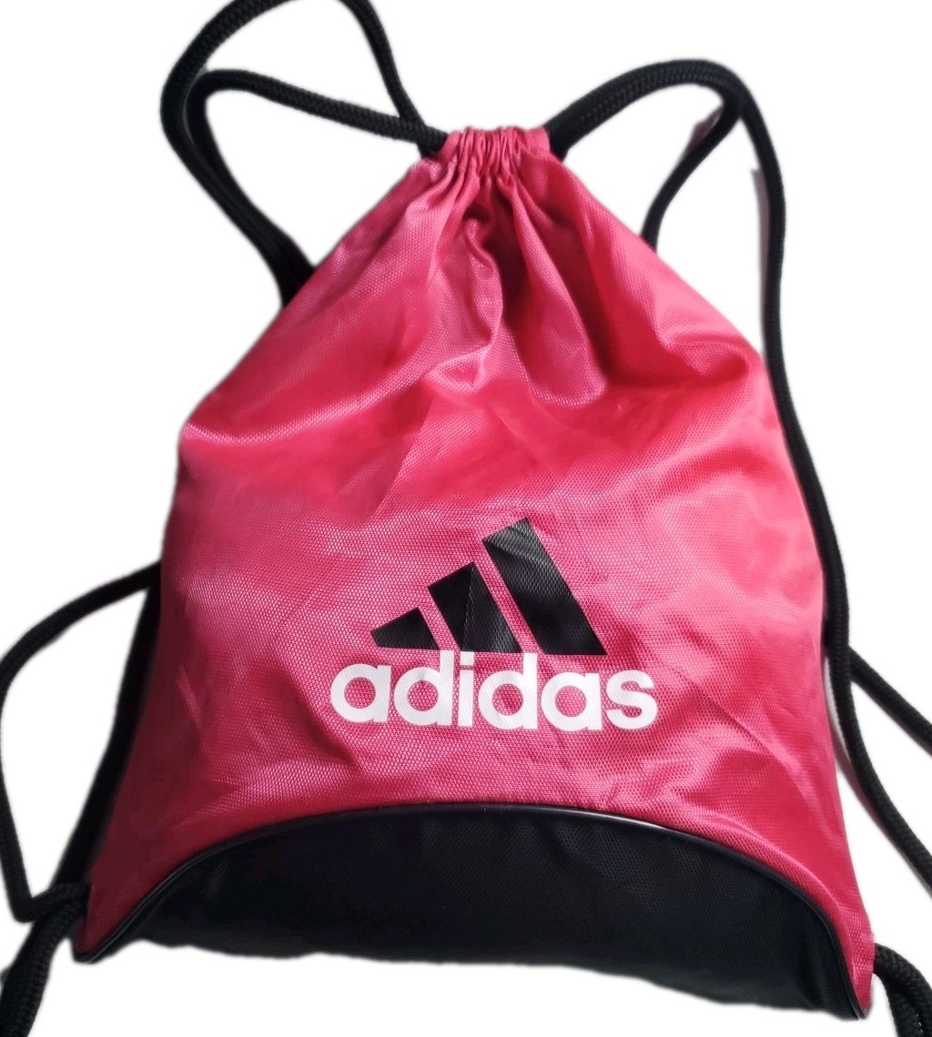 Ladies Adidas Drawstring Backpack Gym Bag Pink & Black