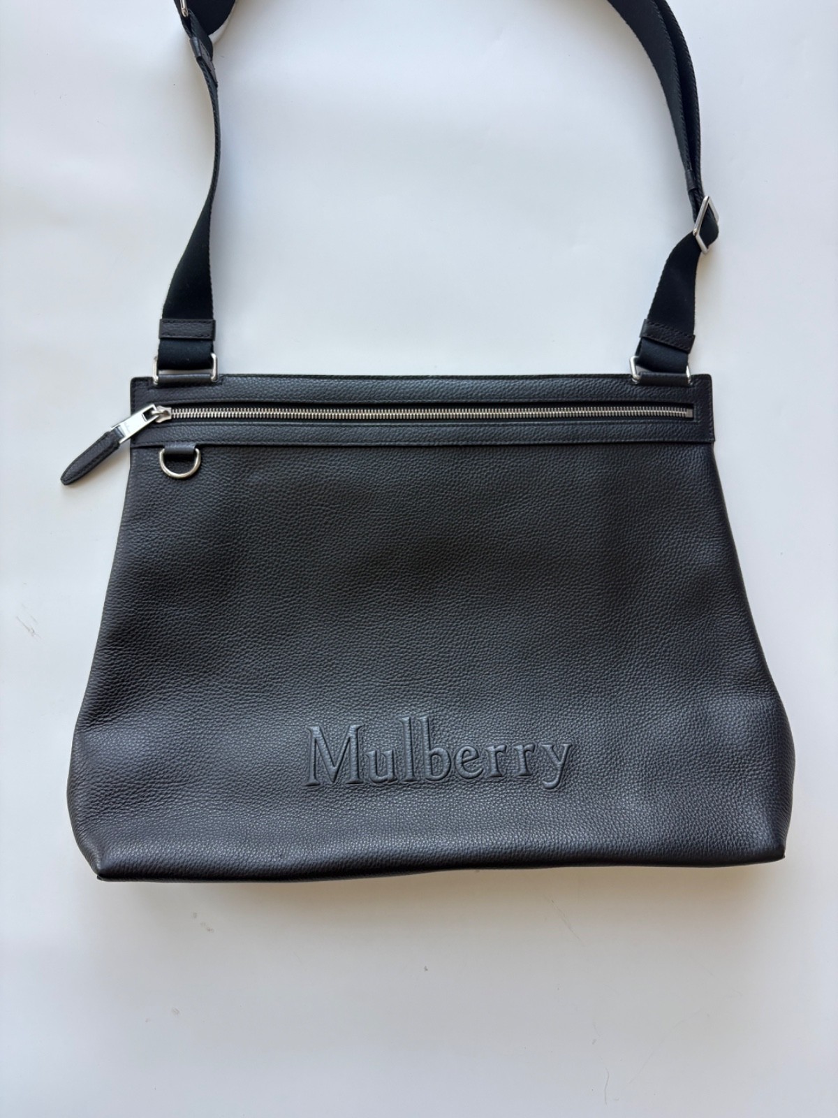 Mulberry Black Pebbled Leather Crossbody Messenger Shoulder Bag w/ Dust bag
