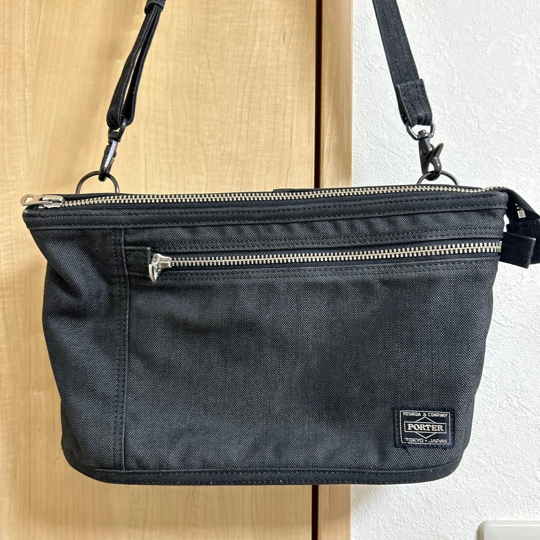 Yoshida Porter Smoky Shoulder Bag Cordura duck Black Zipper Men’s From Japan