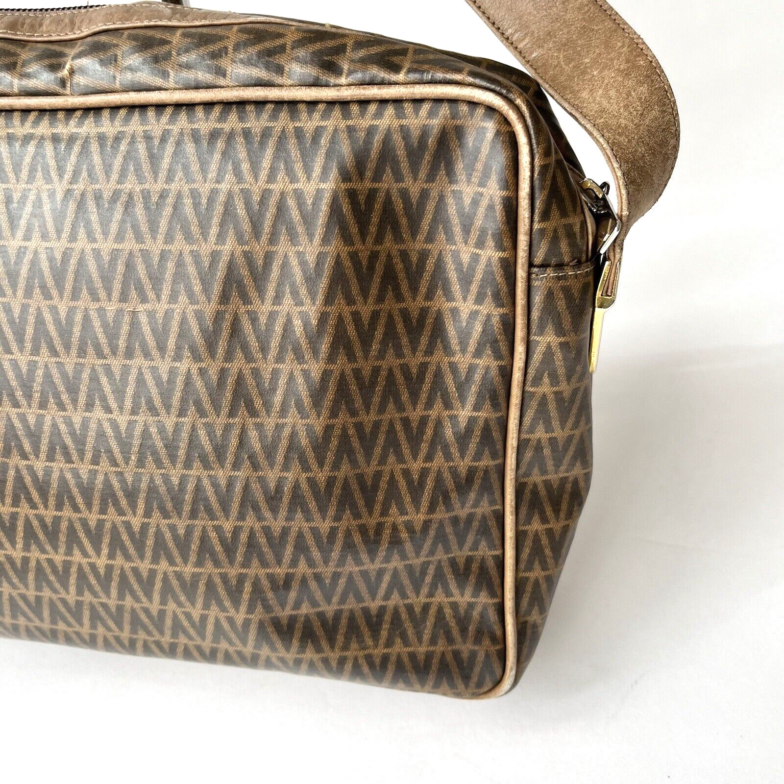 Authentic Mario Valentino Shoulder Bag Brown PVC Leather