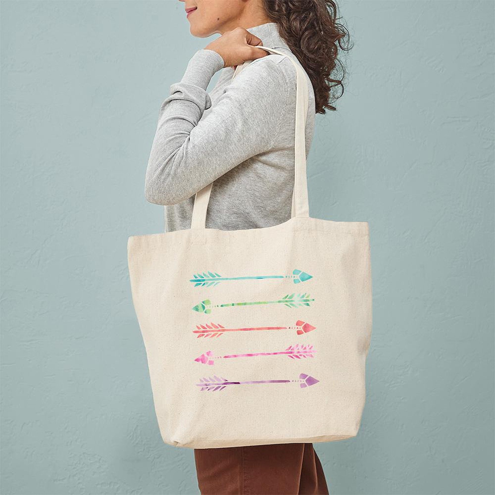 CafePress Rainbow Watercolor Arrows Tote Bag (1664471602)