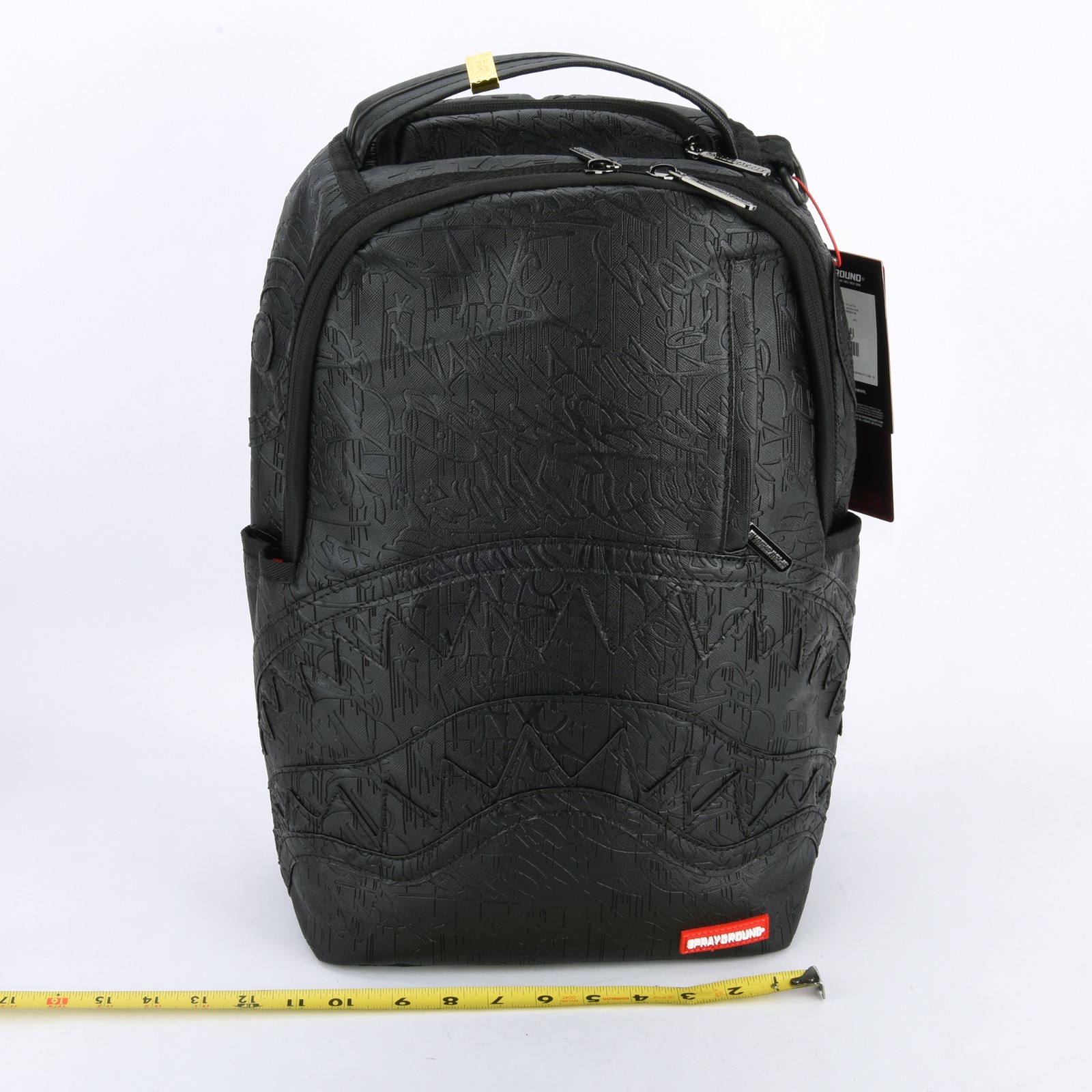 Sprayground Nightflight G800 Shark DLXV Leather Bag zipper Backpack Unisex Black