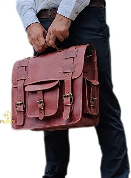 Retro Vintage Leather Laptop Messenger Convertible Backpack Sling Bag Briefcase