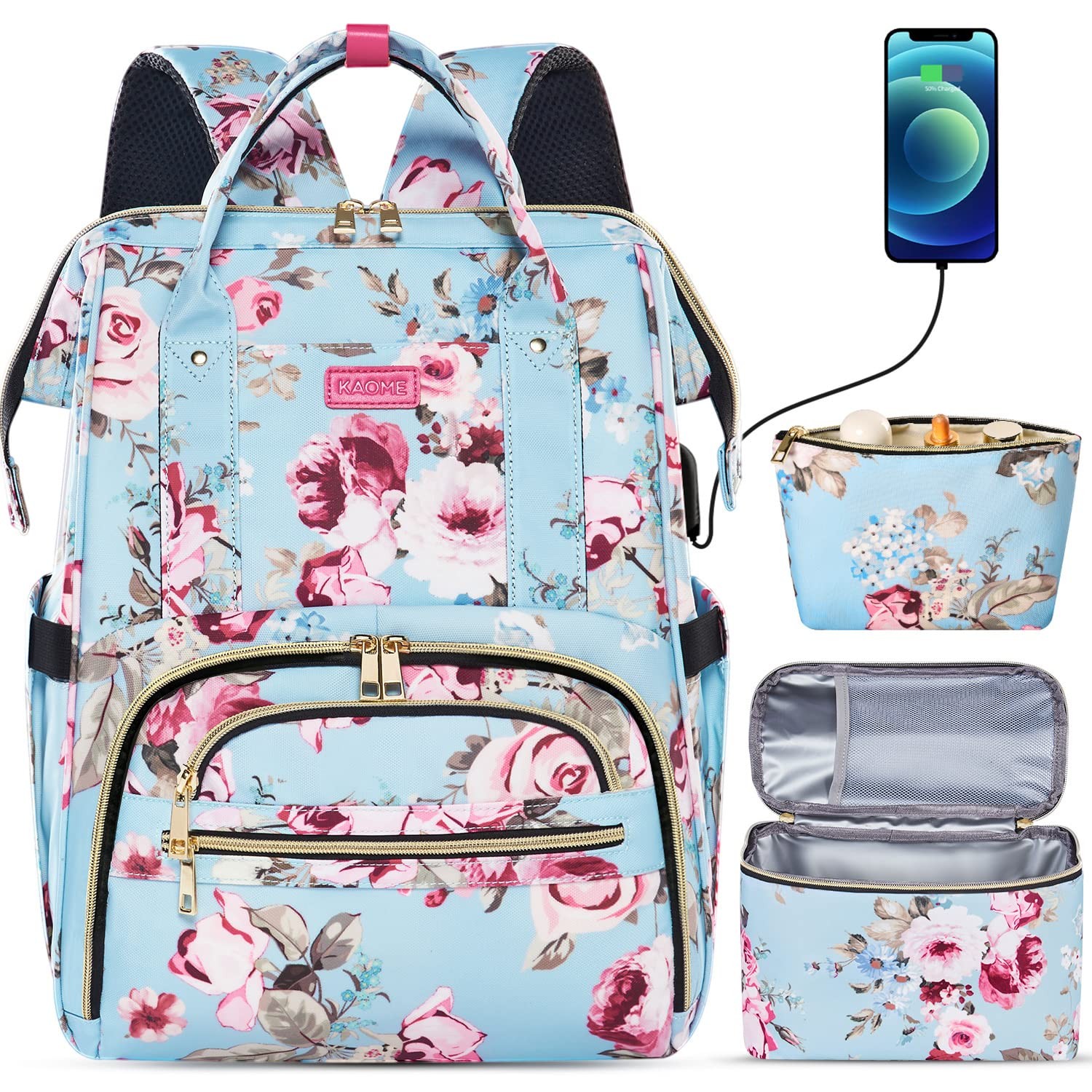 Lunch Backpack 15.6 Inch Laptop Backpack for Women with USB Port Nurse Gift T…
