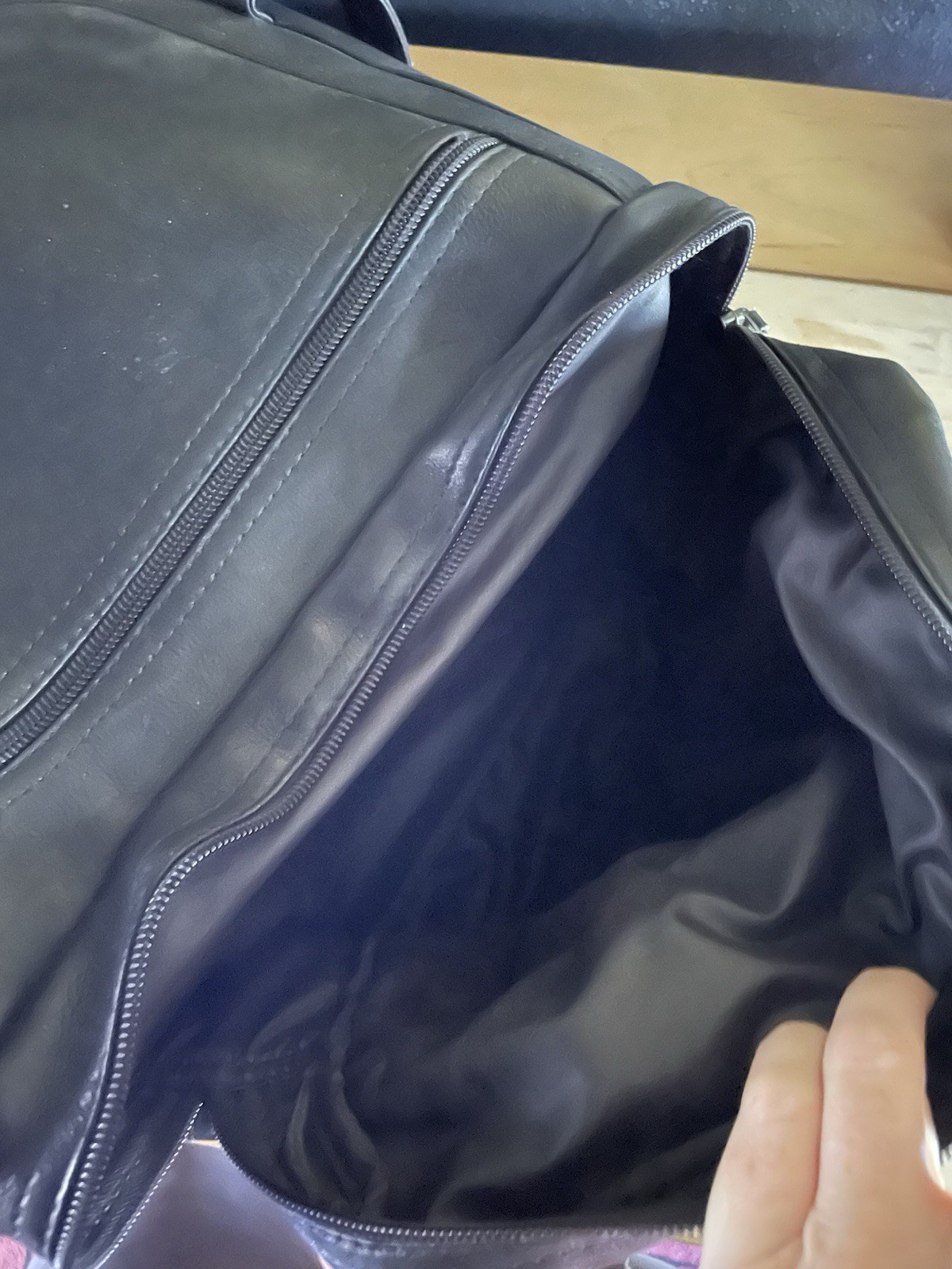 Black Leather Travel Duffel Bag Gym Weekender Overnight Luggage Mens Large