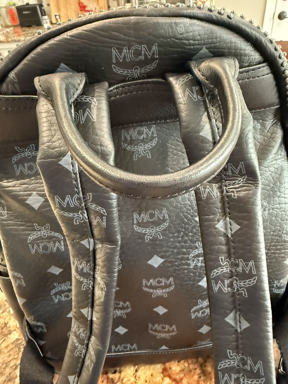 MCM Black Leather studded Backpack M Size – New without tags
