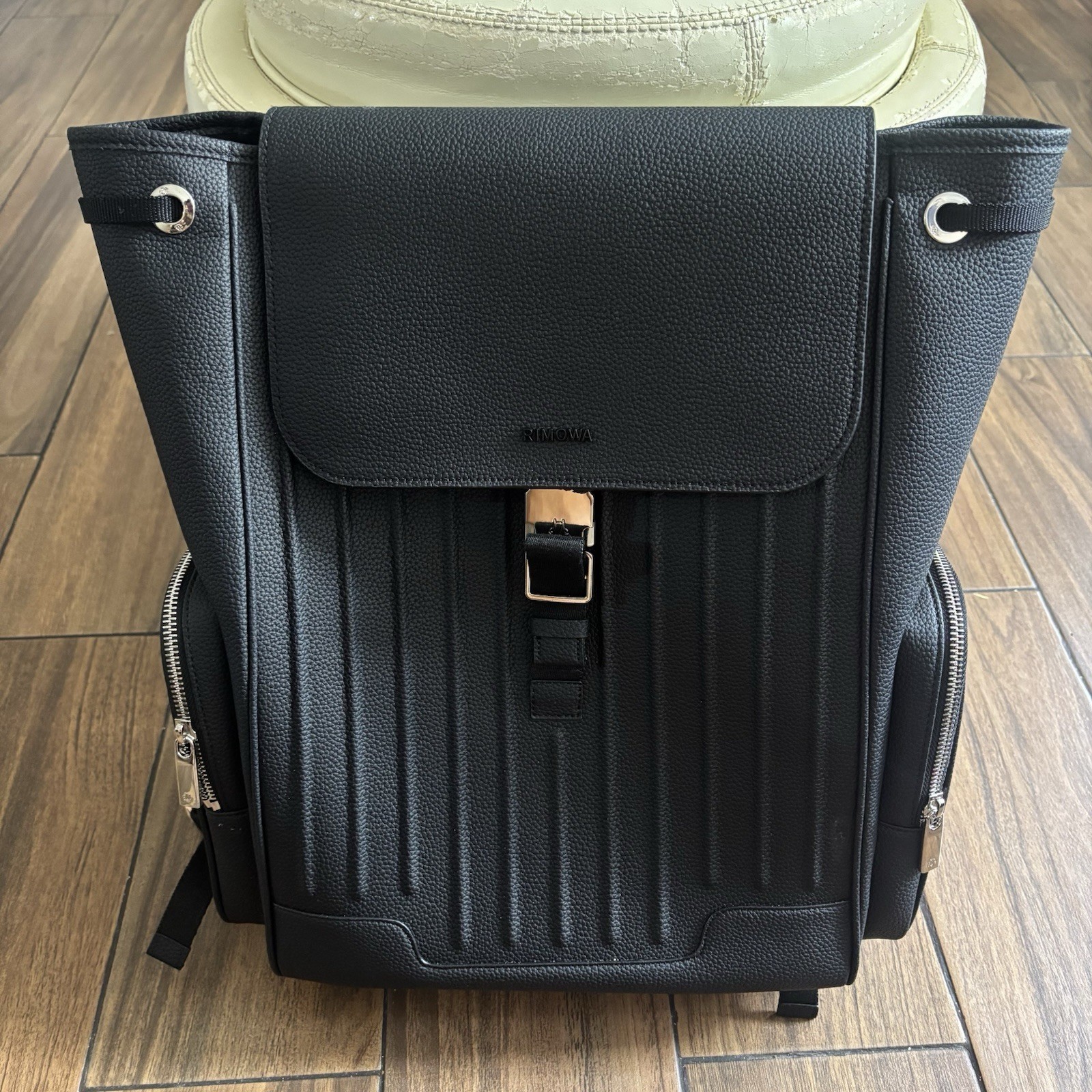 RIMOWA Never Still Black Leather Backpack