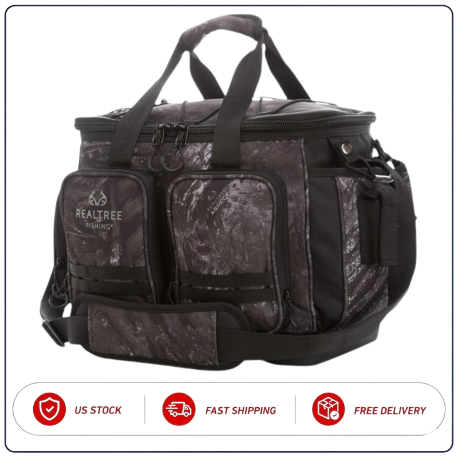 Realtree Aspect Large Fishing Tackle Bag Gray Camo w/ Tackle Boxes Polyester