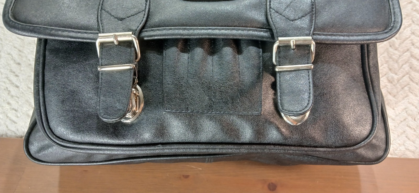 Unicco – Black Leather Bag – Document Holder – 12.5 x 8 x 3″ – Excellent Cond