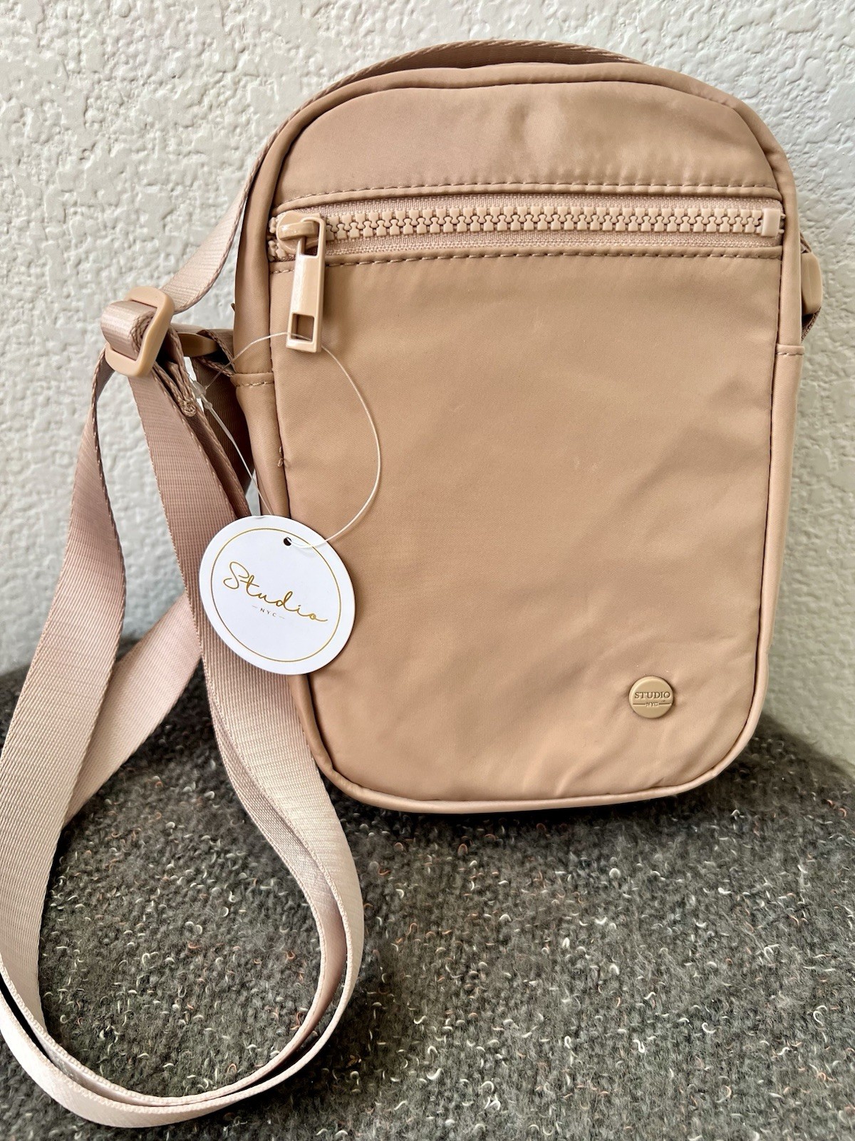 Studio NYC Beige Small Crossbody Bag Unisex Neutral Capsule Minimalist Timeless