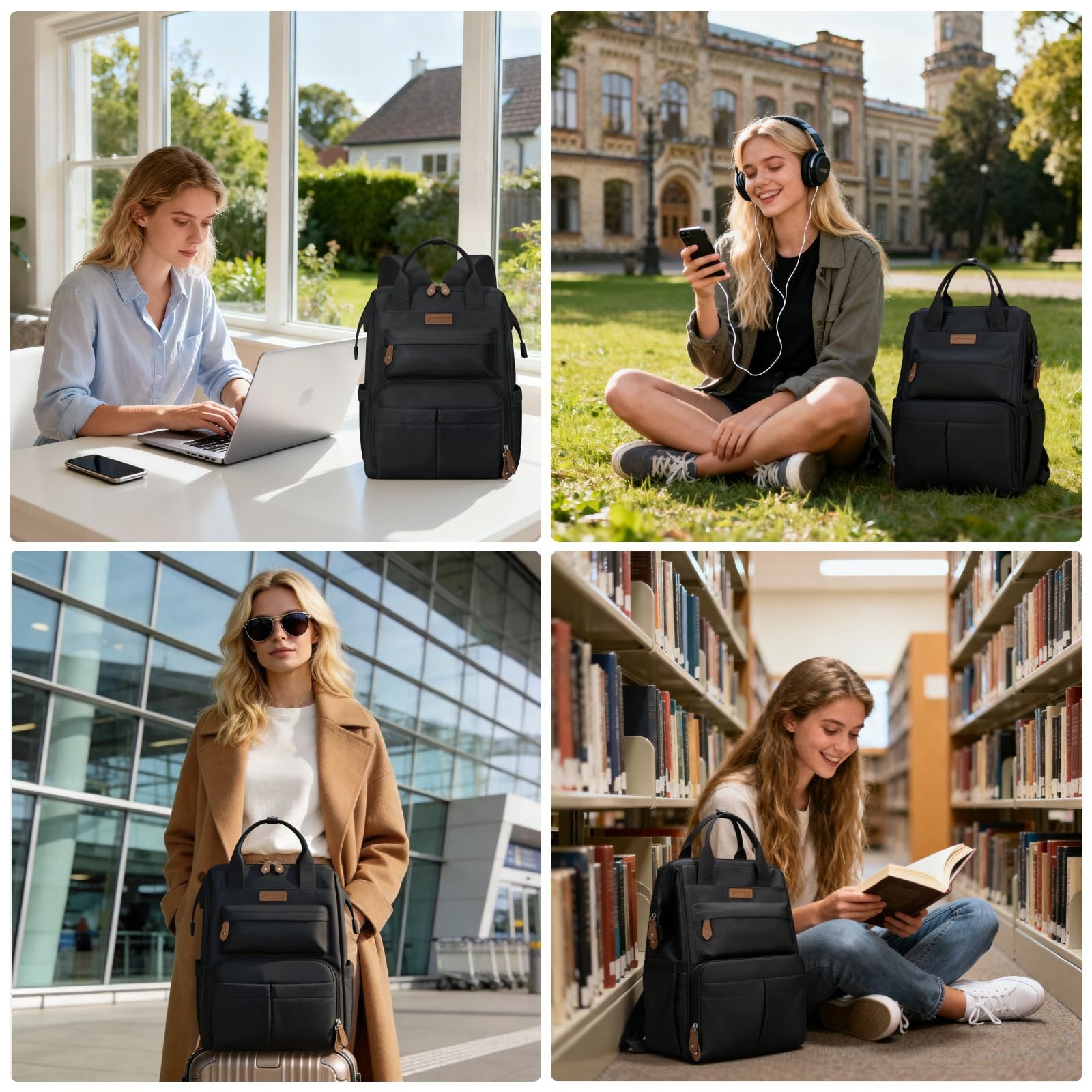 Waterproof Laptop Backpack 15.6 Inch Black Anti~Theft Travel College Bag