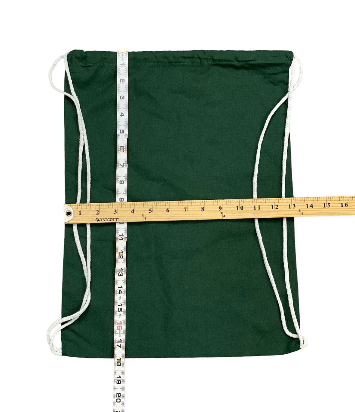 4 Drawstring Backpacks Cotton Canvas 18″x13″ Dark Green Causal Day Bag