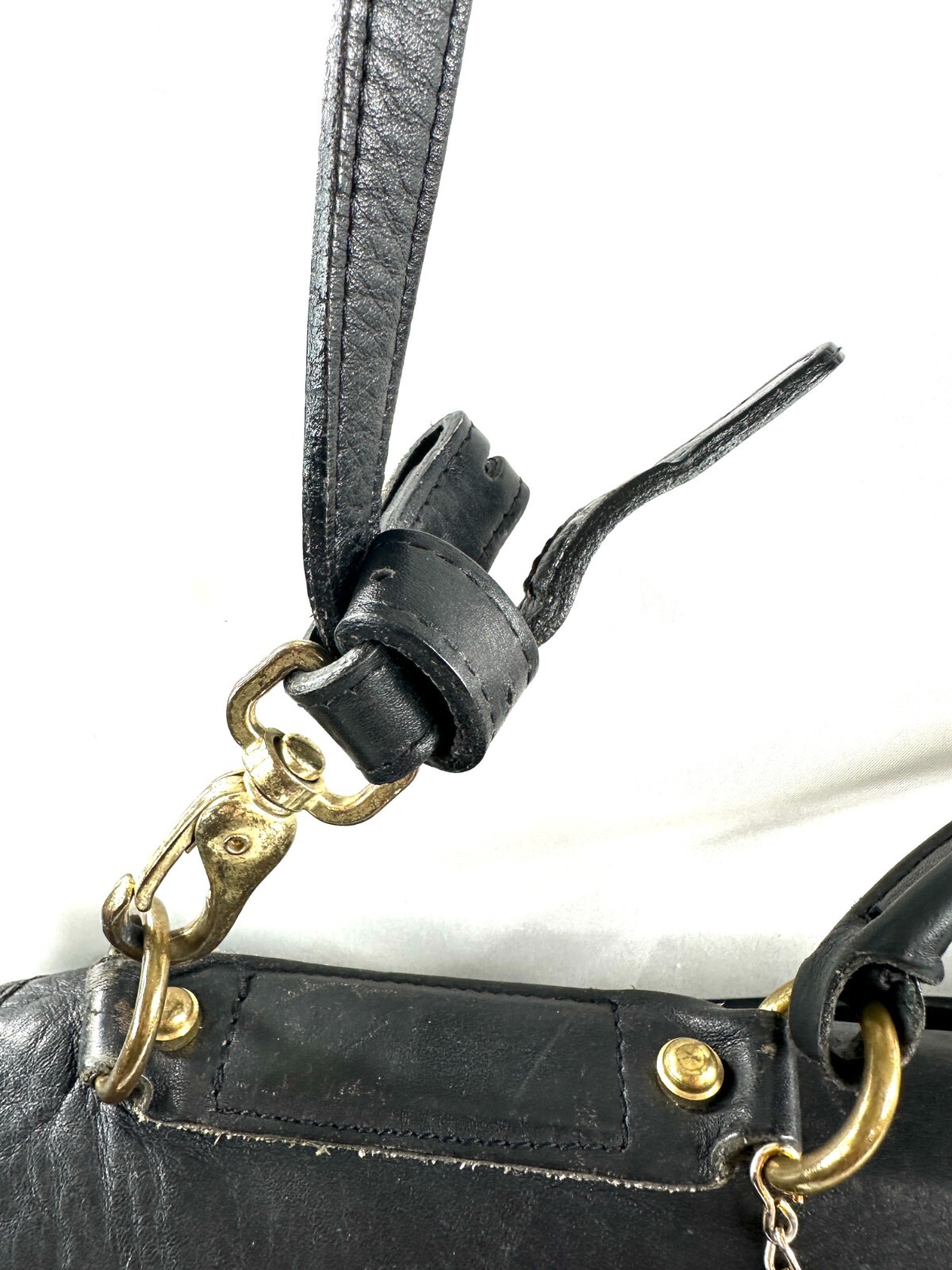 Jack Georges Vintage Turn Lock Flap Black Leather Messenger Bag Briefcase USA