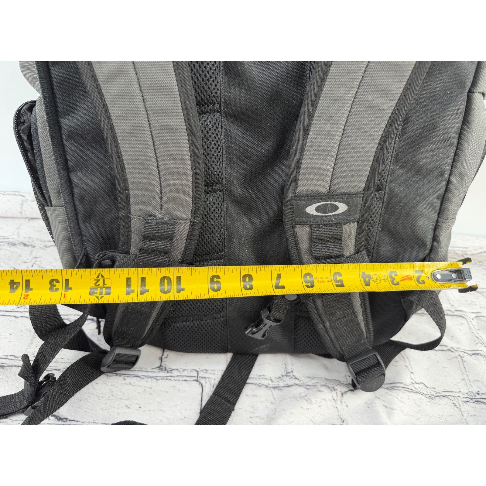 Oakley Backpack Grey Black Lifes Good Embroidered Laptop Multi Pockets