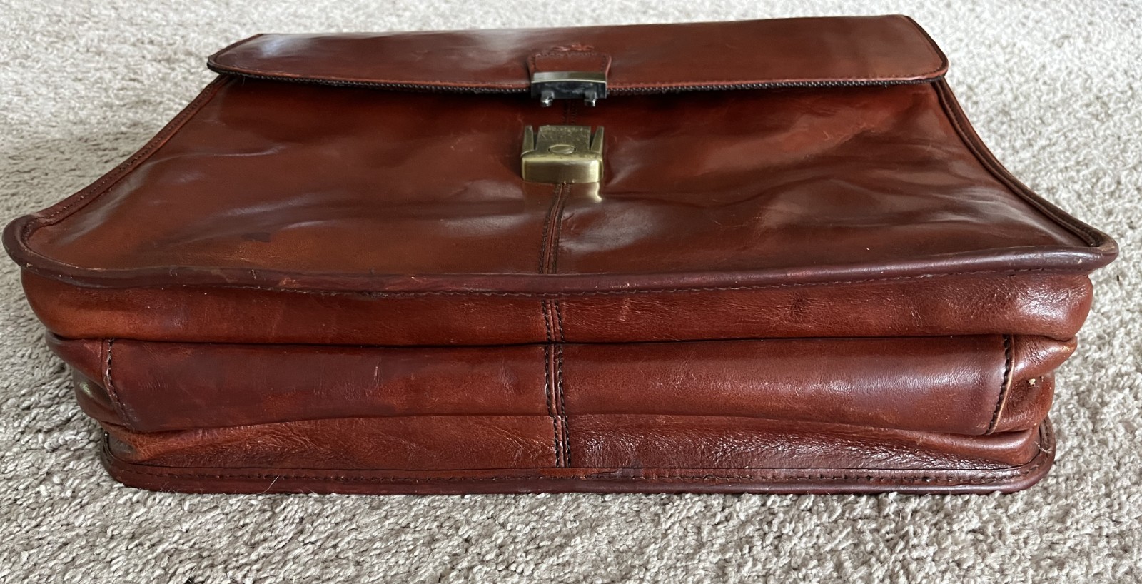 Mancini Cognac Leather Briefcase/Laptop Bag