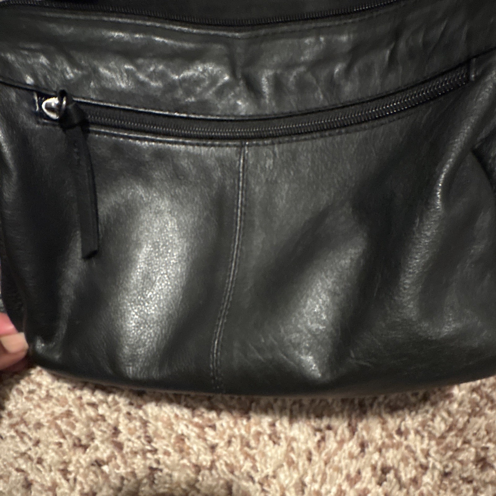 Great American Leather Works Black Crossbody Bag Zip Closure