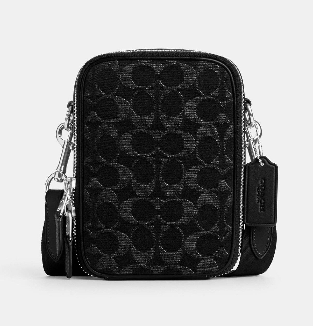 NWT Coach Stanton Crossbody In Signature Denim Silver /Black CAJ44