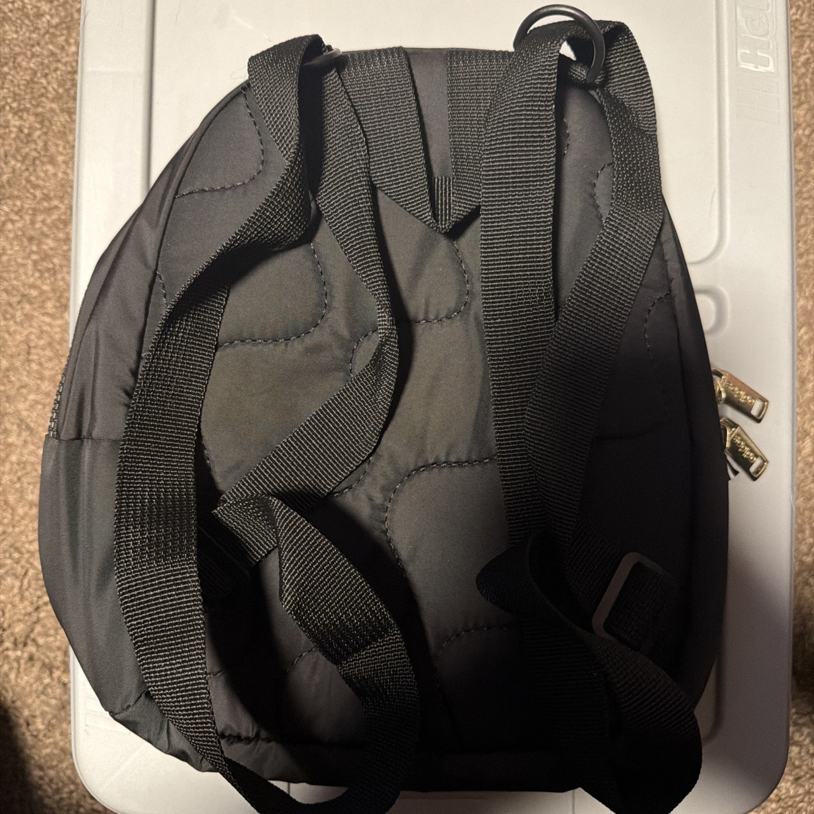 ADIDAS MINI LINEAR BACKPACK BAG BLACK WHITE GOLD 8.5″H x 10.5″W x 5″D NWT