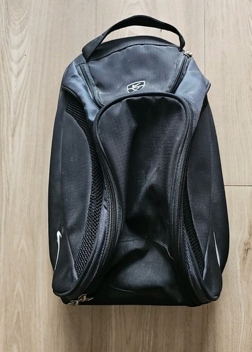 Nike Golf Equipment Mini Backpack Clothes Shoes Black Gray Bag 16” X 12”
