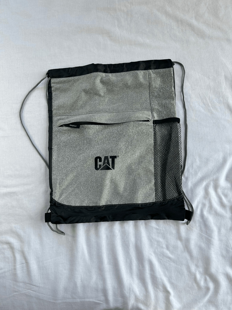 CAT Gray and Black Drawstring Bag, Caterpiller Bag, School Bag