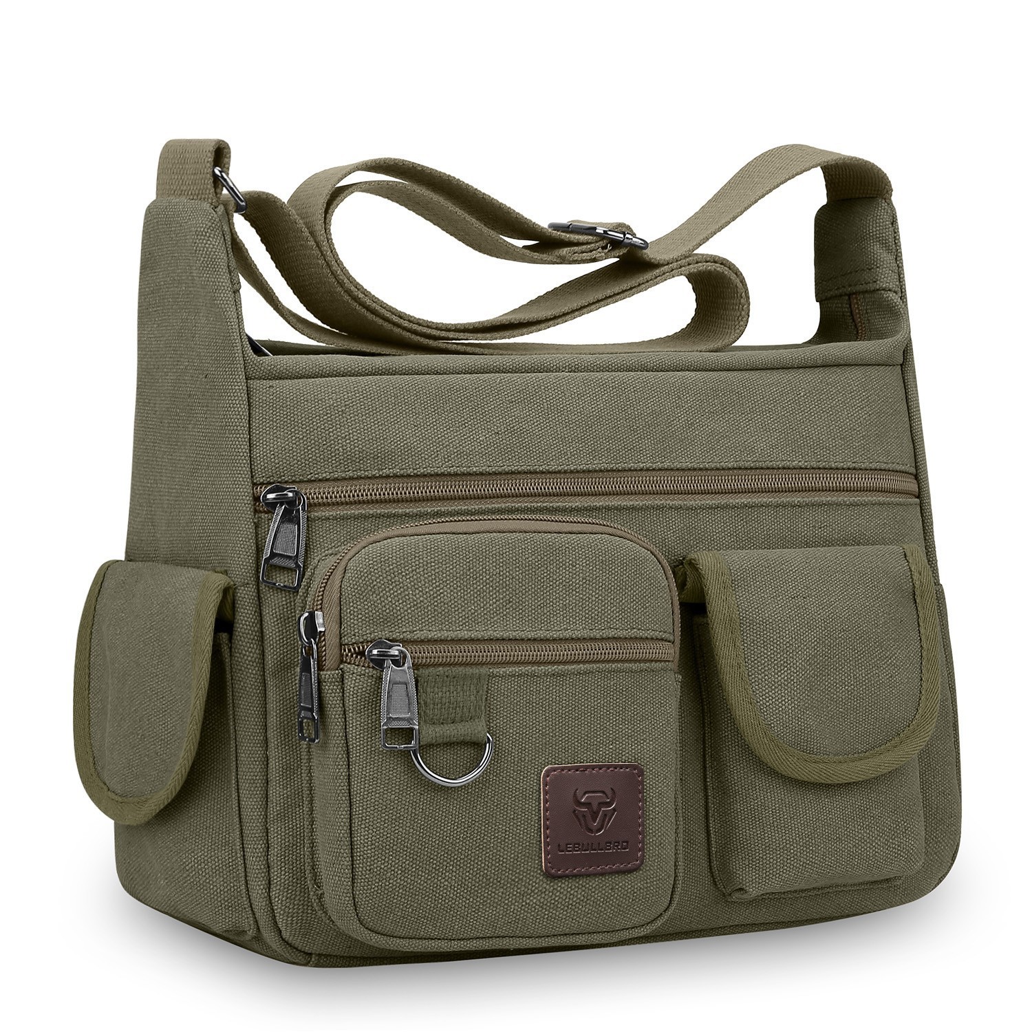 Men Heavy Duty Canvas Messenger Bag Multi Pocket Crossbody Shoulder Bag for Work