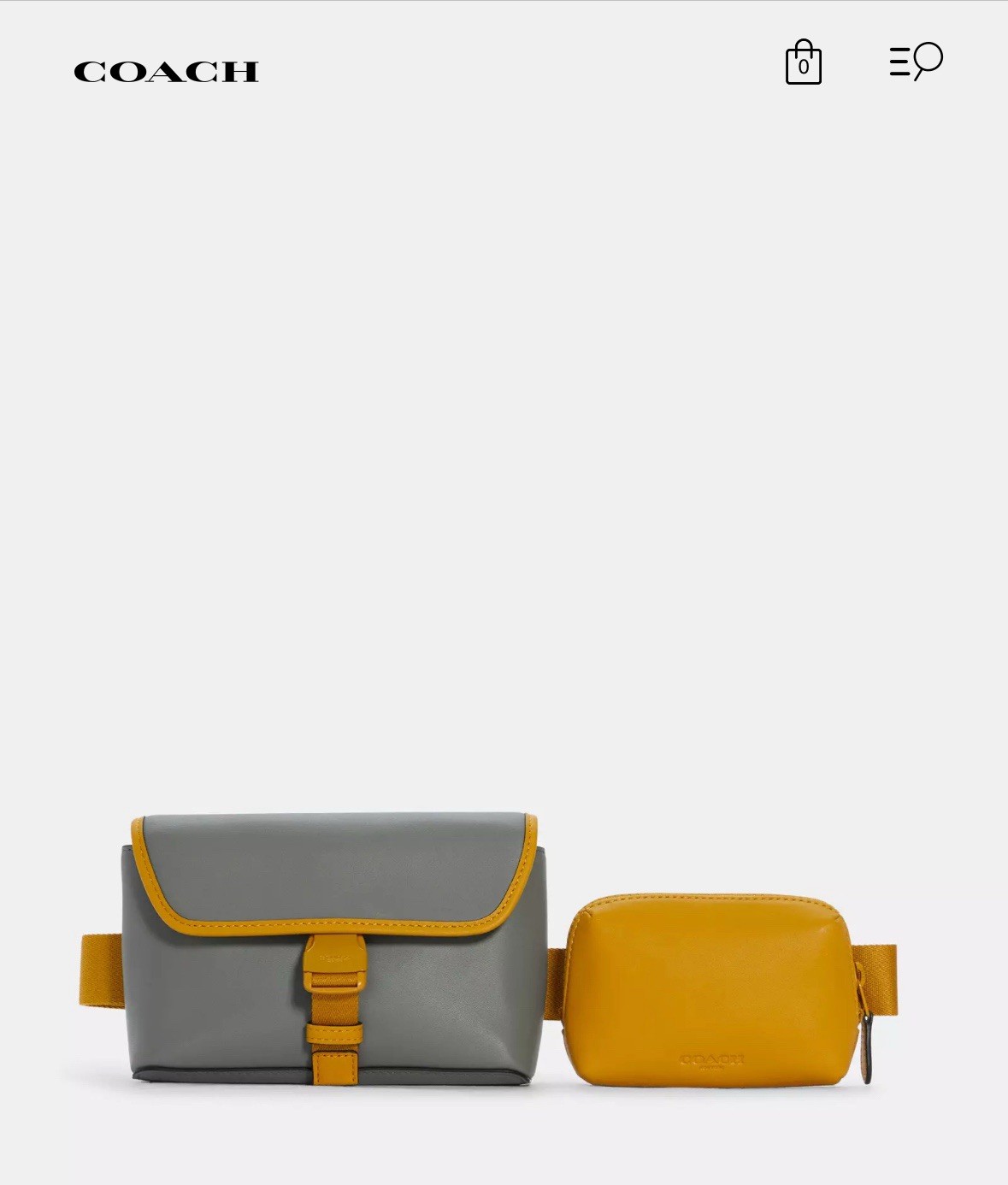 Coach waist crossbody bag leather Yellow/Grey C5603