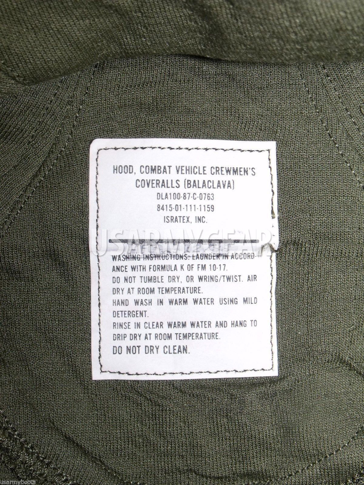 Made in USA Army OD green Anti Flash Balaclava Vehicle Aircrewmen Hood Face Mask