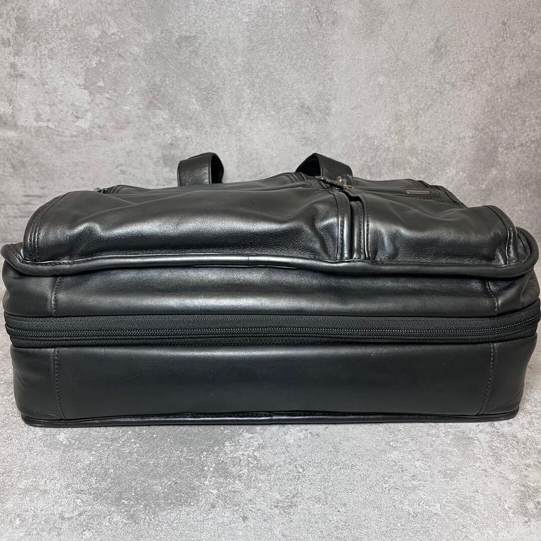 TUMI 96141D4 Black Leather Expandable 2 Way Briefcase Business Bag 40cm