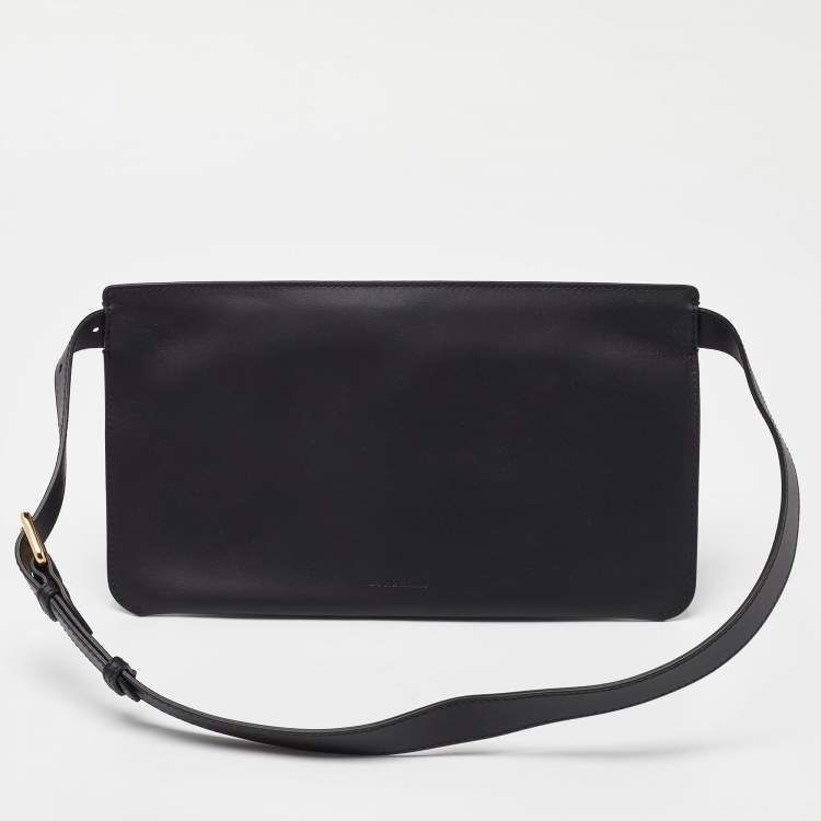 Burberry Fanny Pack Black Solid Leather Slim Belt Bag Lightweight