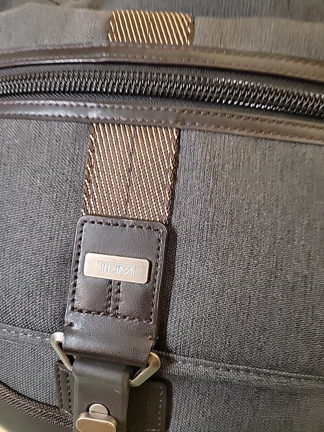 TUMI Alpha Bravo Crossbody Shoulder Bag Gray Brown Zip Flap 222304AT2