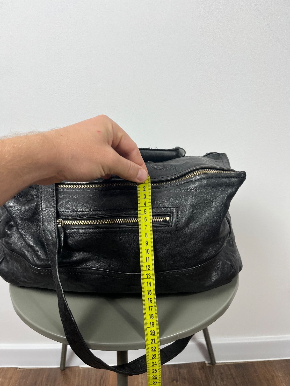 Givenchy Pandora Large Black Distressed Leather Shoulder Bag Vintage