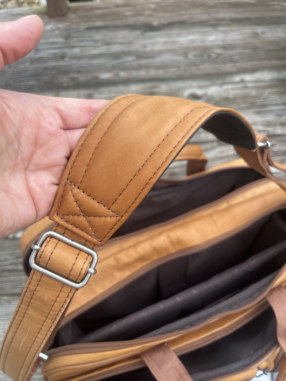 Samsonite Tan Full Grain Leather Portfolio Briefcase Bag Versatile Messenger