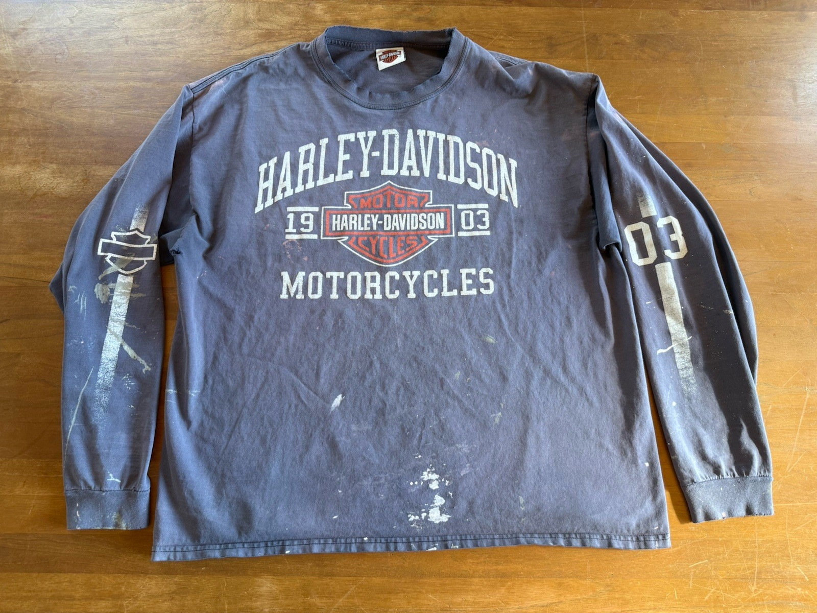 Harley Davidson Motorcycle 03 Distressed Long Sleeve T-Shirt Olympia WA Large