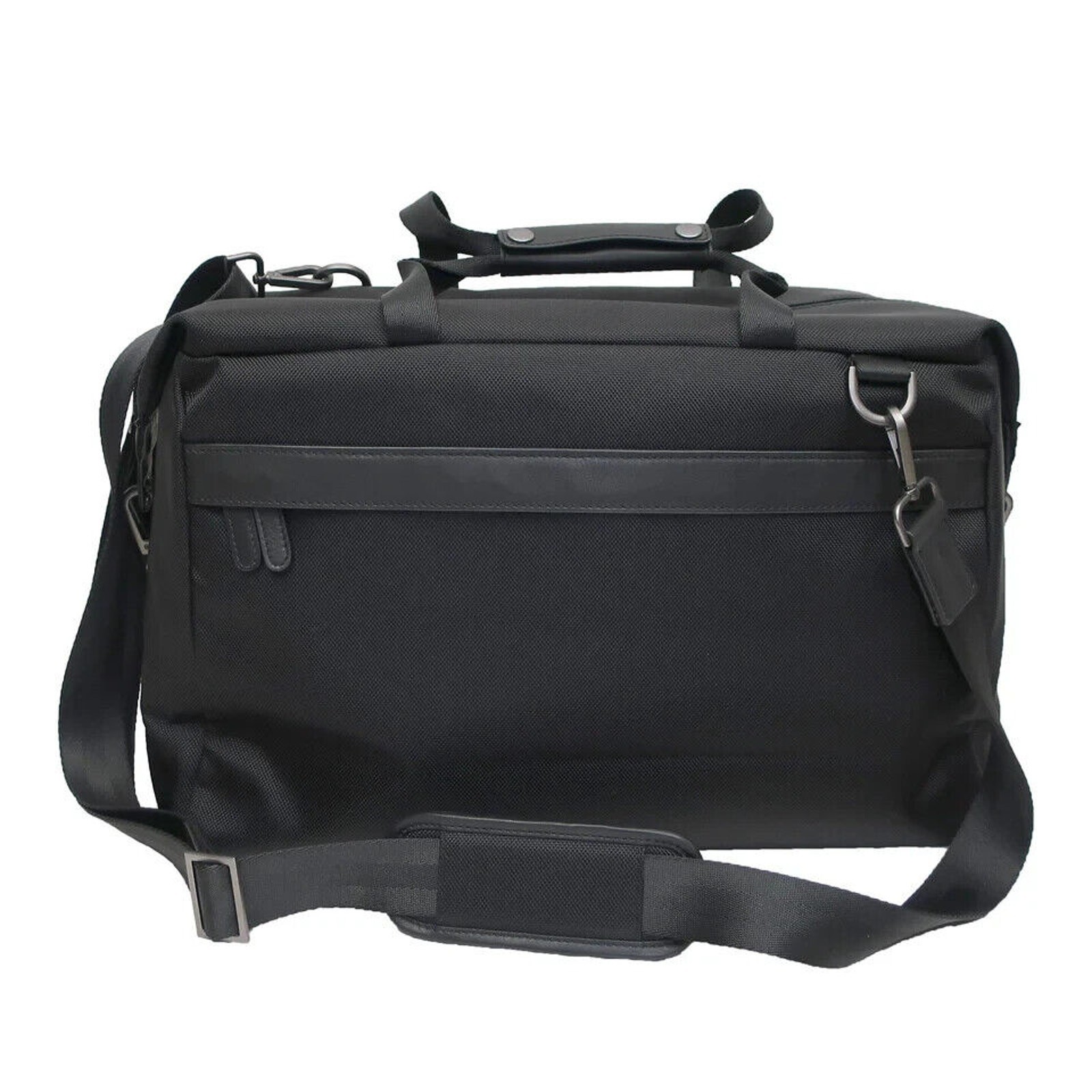 Boconi Ballistic Nylon Weekend Duffel Bag Nappa Leather Trim Black NWT $379