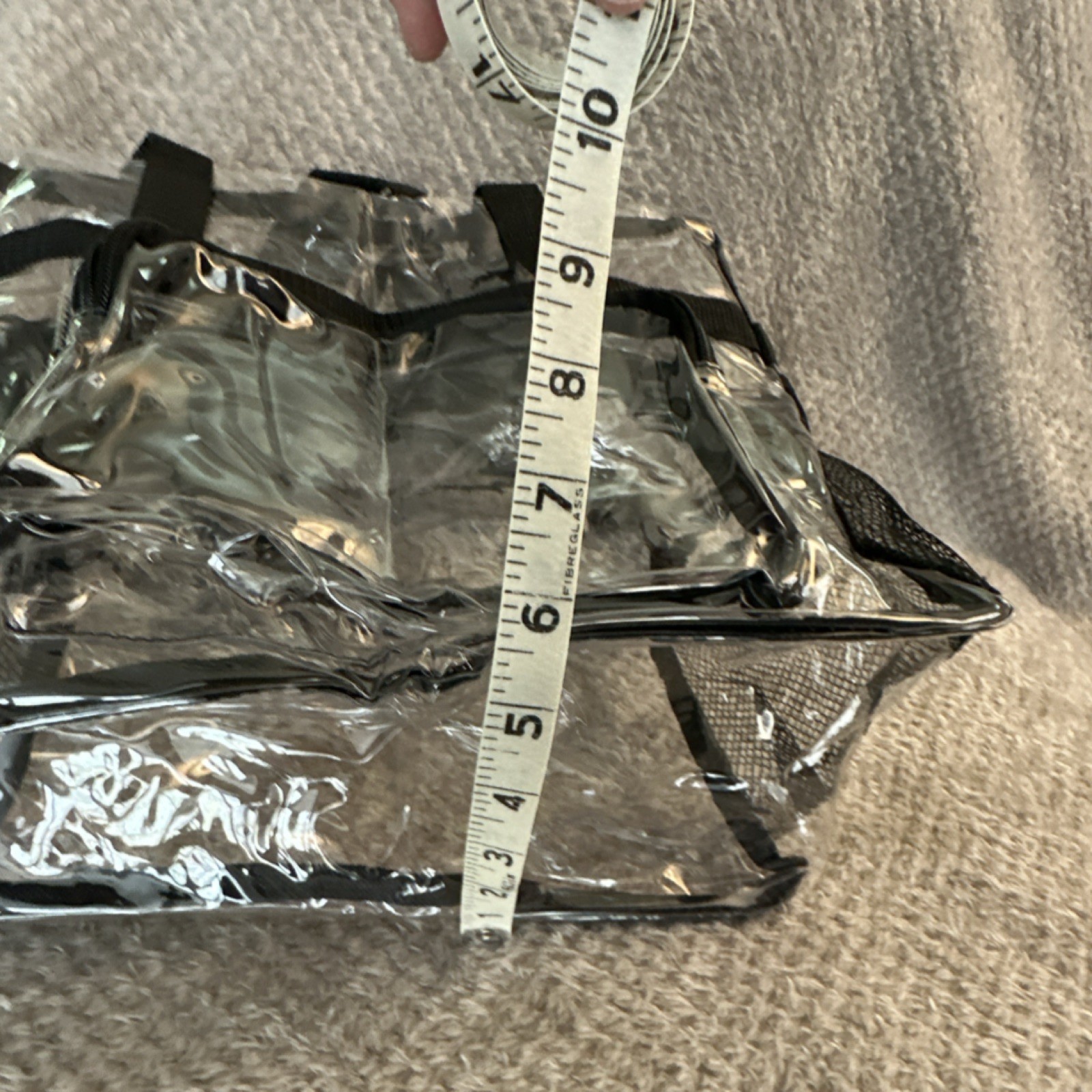 Clear Stadium Event Bag Adjustable Strap Zip Closure outer Beverage Pockets