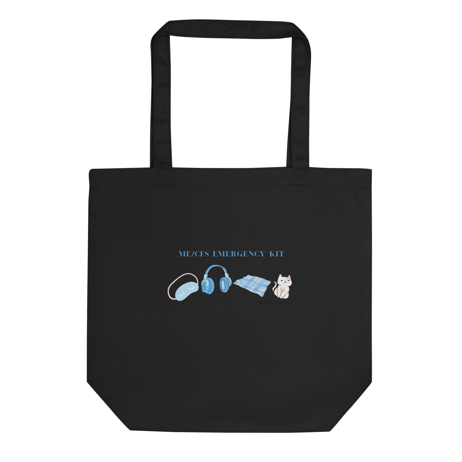 Tote bag ME cfs emergency kit, cat, ME CFS awareness