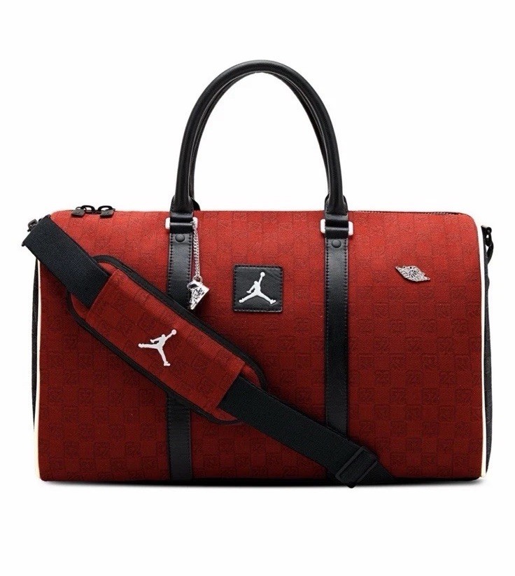 Jordan Nike Monogram Luxury Duffle Bag Varsity Red 40L Luggage Travel LM0759-H15