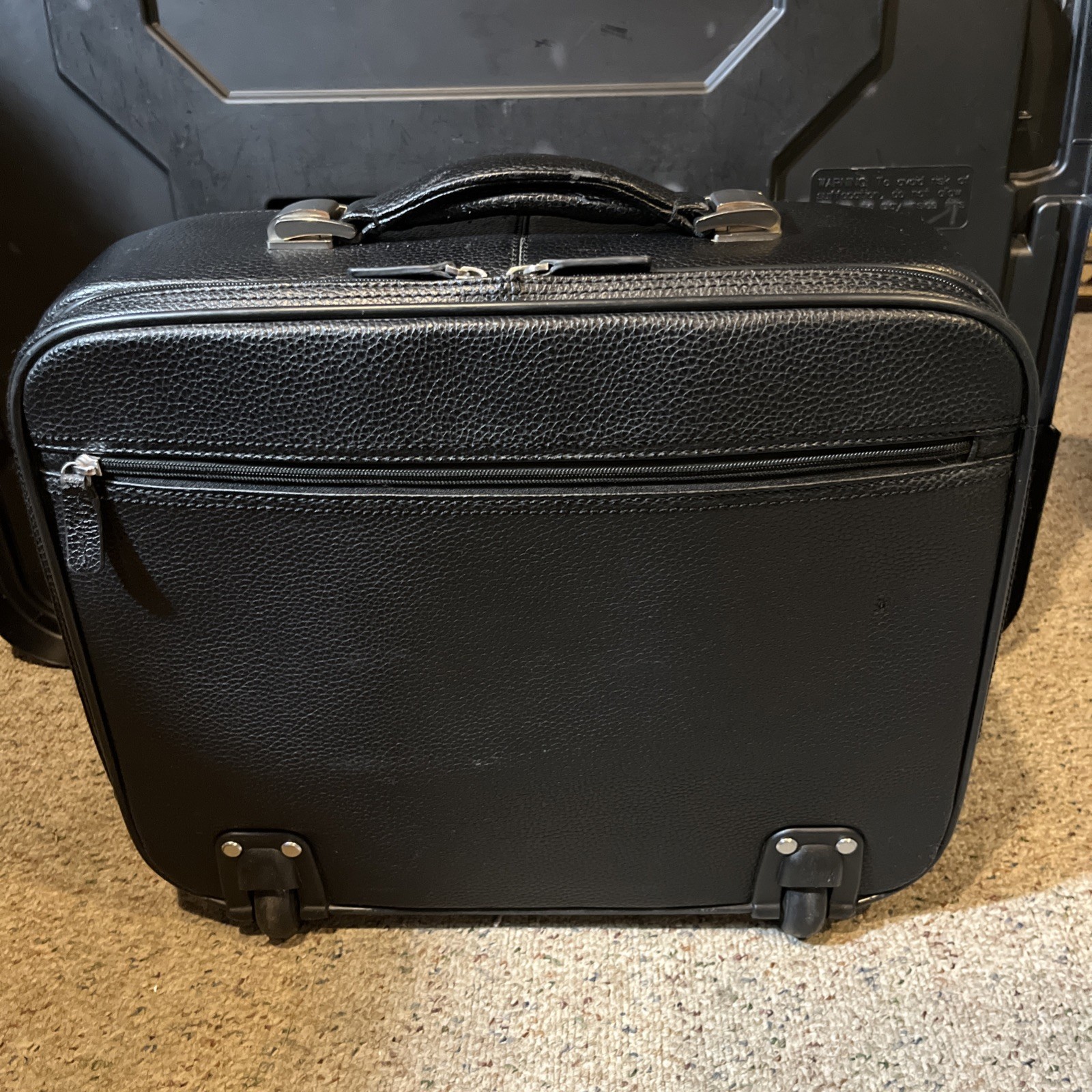 Brooks Brothers Genuine Pebbled Leather Trolley Travel Bag Black Used VGC