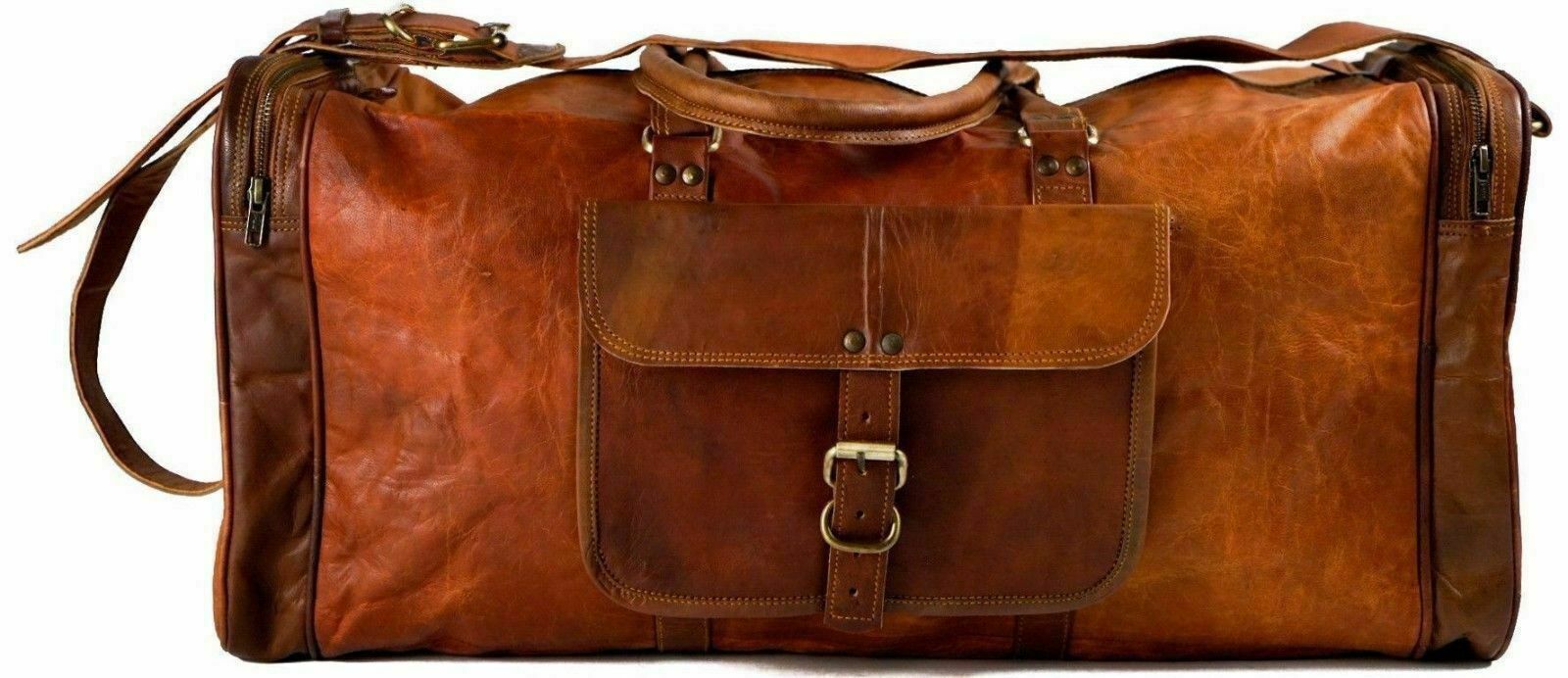 Travel Duffle Weekend Holdall Overnight Duffel Vintage Bag Heavy Duty Leather