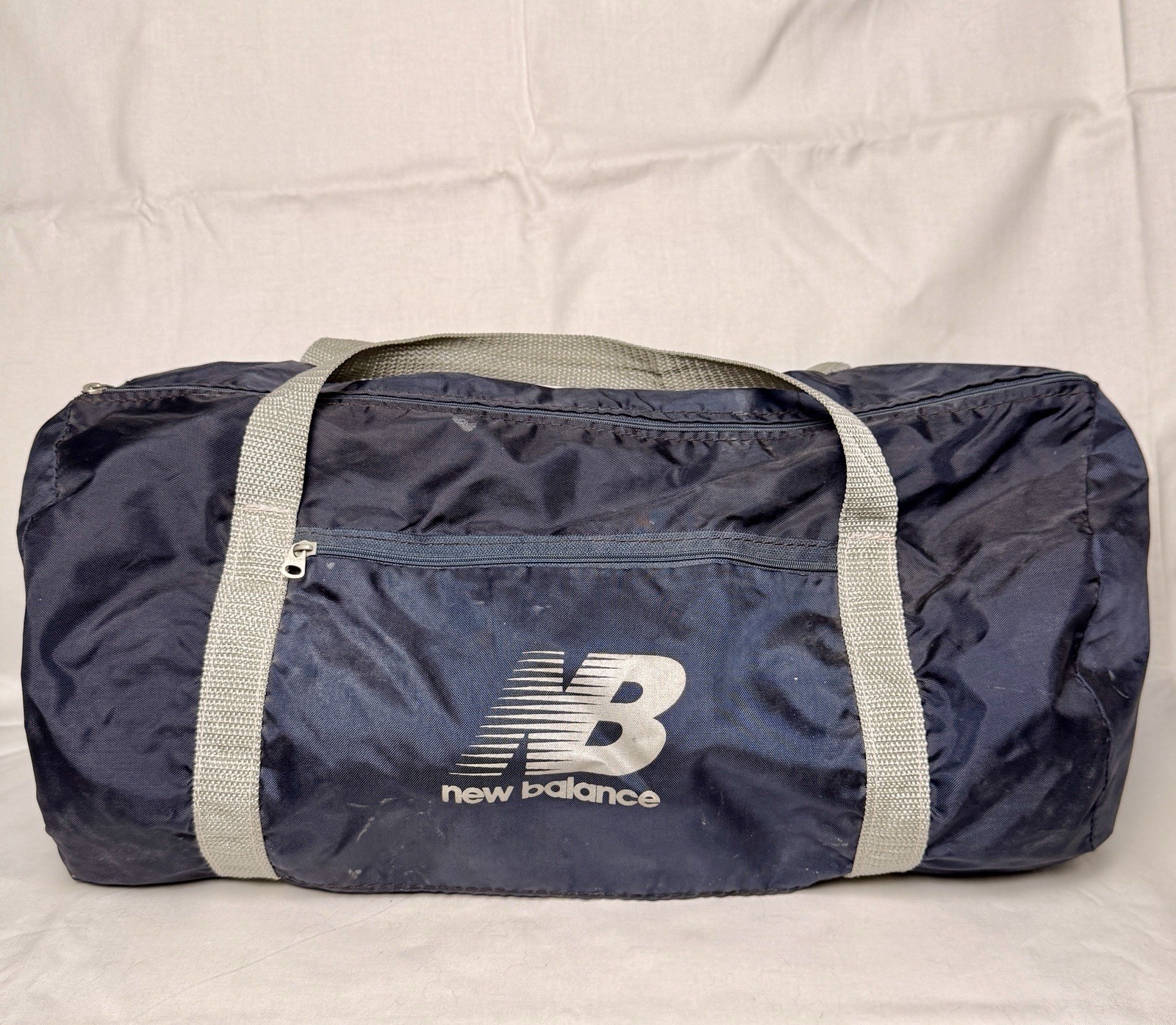 New Balance Medium Sport Duffel Bag Navy Gray 20×10″ Gym Bag No Shoulder Strap