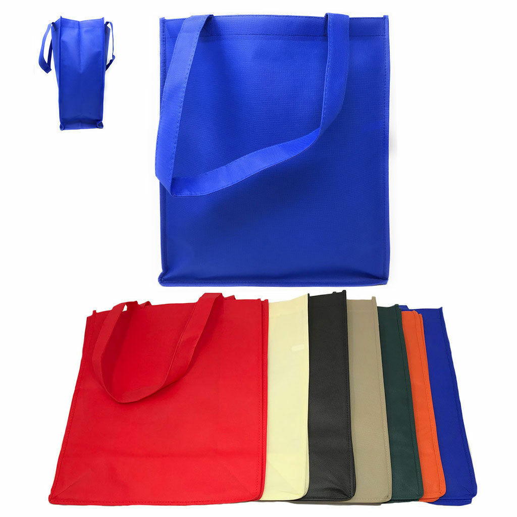 3 PACK Recycled Reusable Eco Friendly Grocery Shopping Tote Bags 13x15x6 Gusset