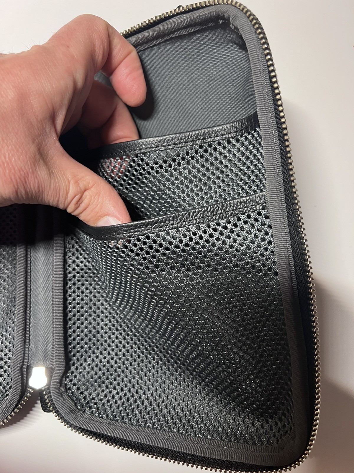 Business Leather Factory Genuine Leather Gadget Pouch Black Tech Organizer Japan